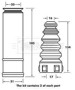 BORG & BECK apsauginio dangtelio komplektas, amortizatorius BPK7091